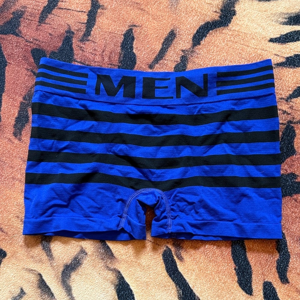 Blue and Black Striped Men's Boxer Briefs